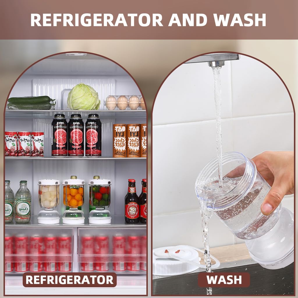 Supvox Pickle Jar for Small Batch Pickling featuring Built In Strainer and Airtight Lid 18x9.5x9.5 cm