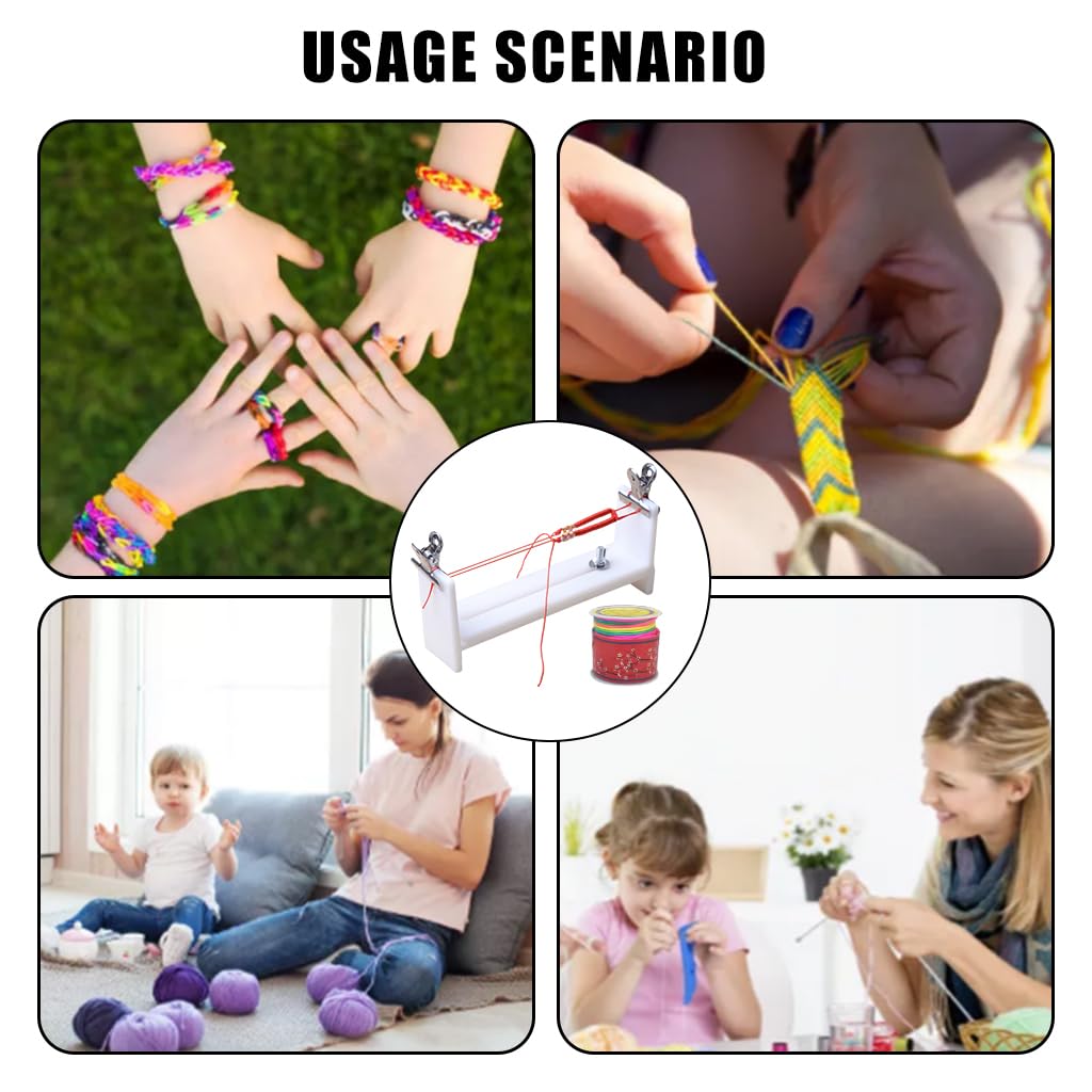 PATPAT Woven Bracelet Making Tool for DIY Crafts with Adjustable Jig & Carved Scale | Includes 2 Clips for Precise Thread Control