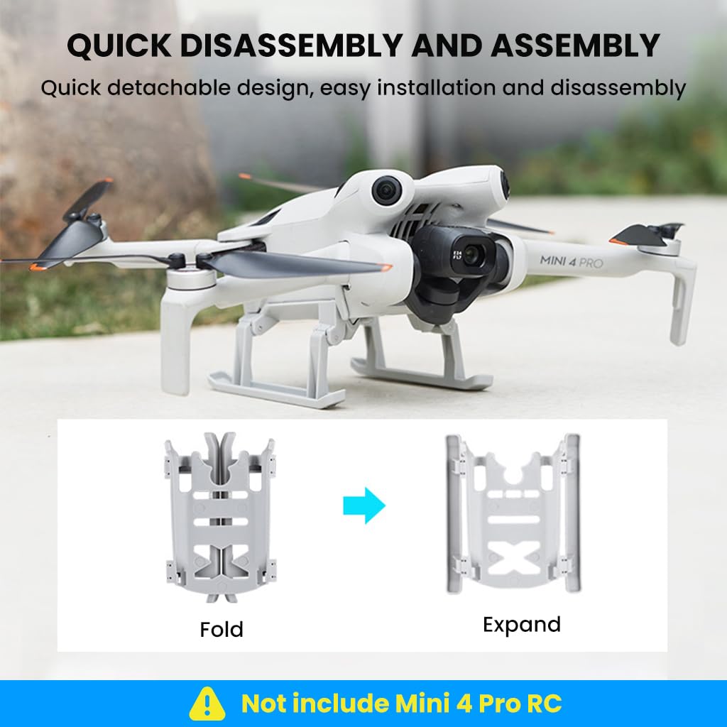 ZORBES Drone Landing Gear for Mini 4 Pro RC with 25mm Lift and Shock Absorption | Ultra Lightweight ABS Folding Stabilizer