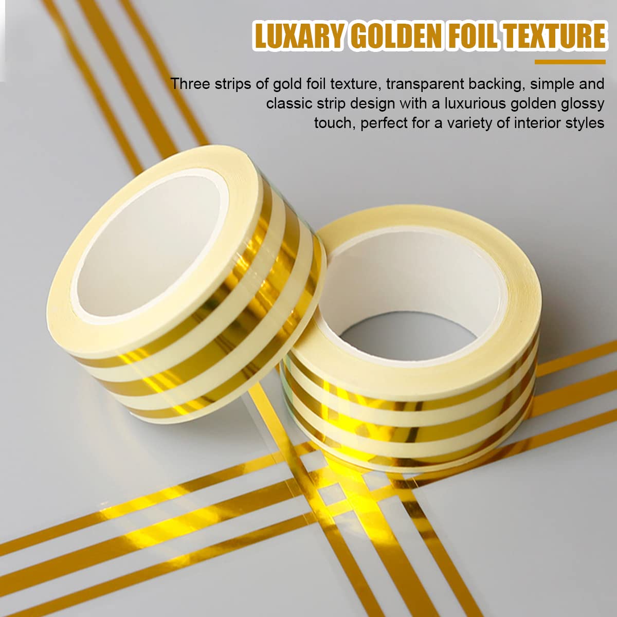 HASTHIP Tile Gap Tape for Home Decoration with Self Adhesive Waterproof PVC 2.5cm x 5m | Golden Foil Finish 3 pcs