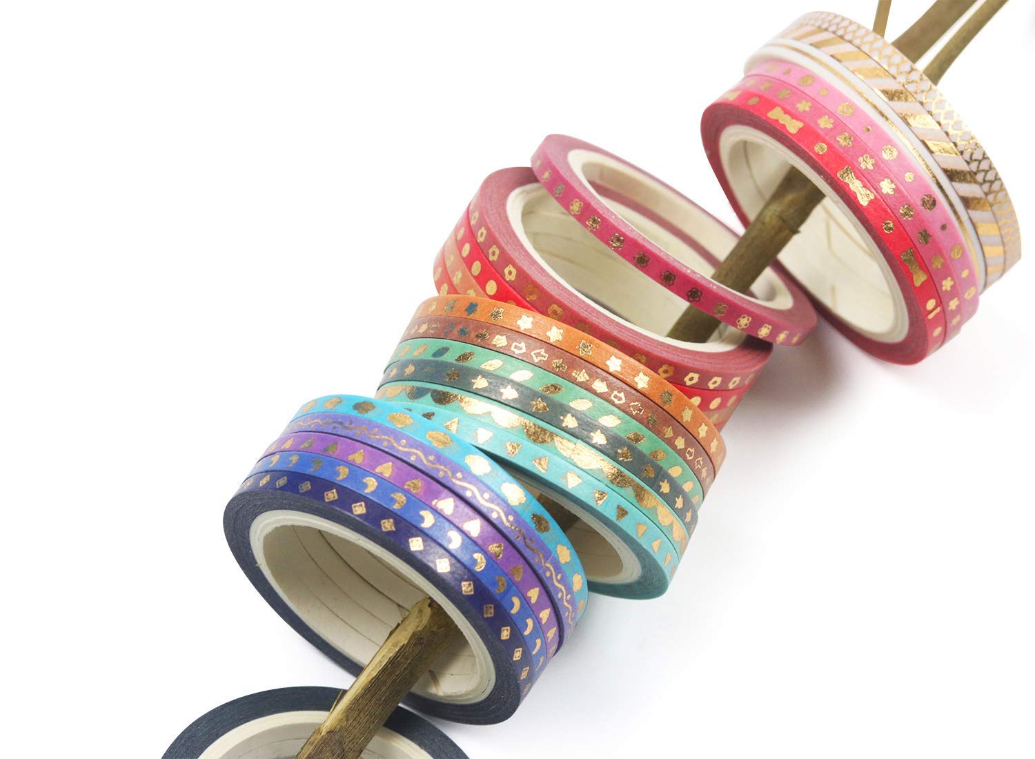 ELEPHANTBOAT Washi Tape for Scrapbooking and DIY Crafts featuring 24 Rolls 3mm x 5m | Soft Adhesive Paper