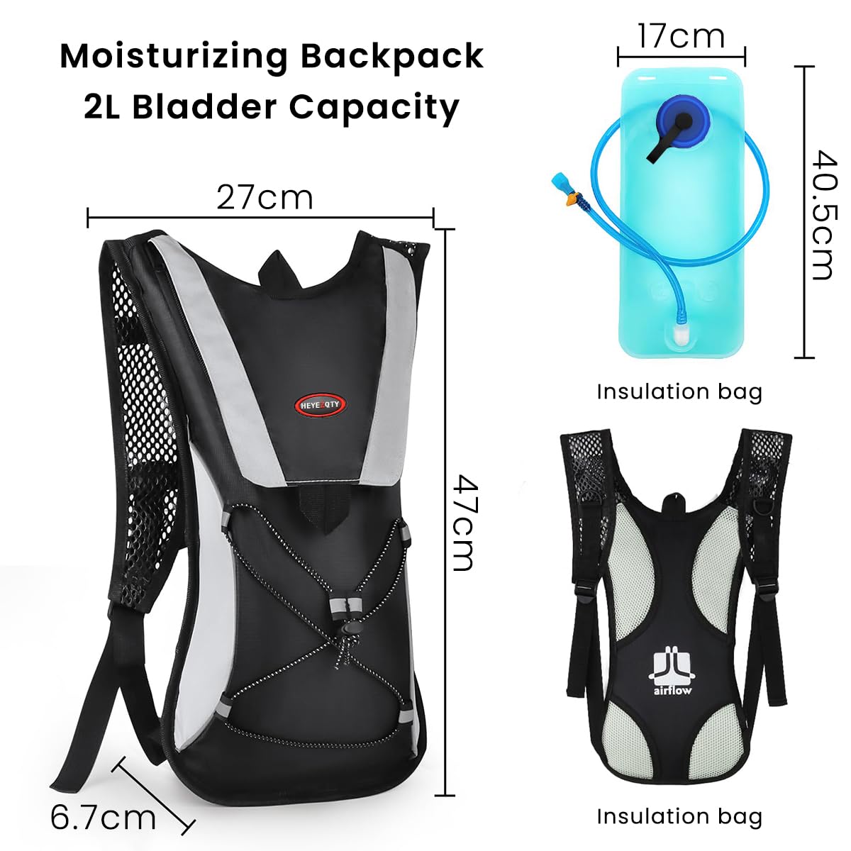 Proberos® Sport Hydration, 2. L Hydration Backpack Water Bag Outdoor Trekking Tactical Riding Water Bag, Water bladder capacity for motorcycling, cycling, trekking, running and outdoor adventure