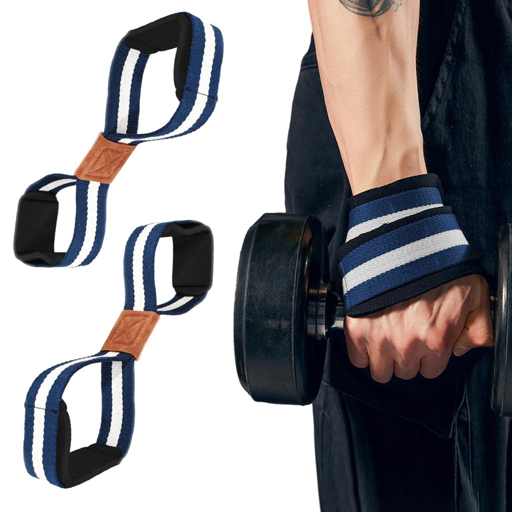 Optifit® Weight Lifting Straps Wrist Supporter for Gym, Strength Training for Men & Women, Bar Straps for Deadlifting, Anti-Slip Figure 8 Lifting Straps, Strength Training Under 200kg (1 Pair)