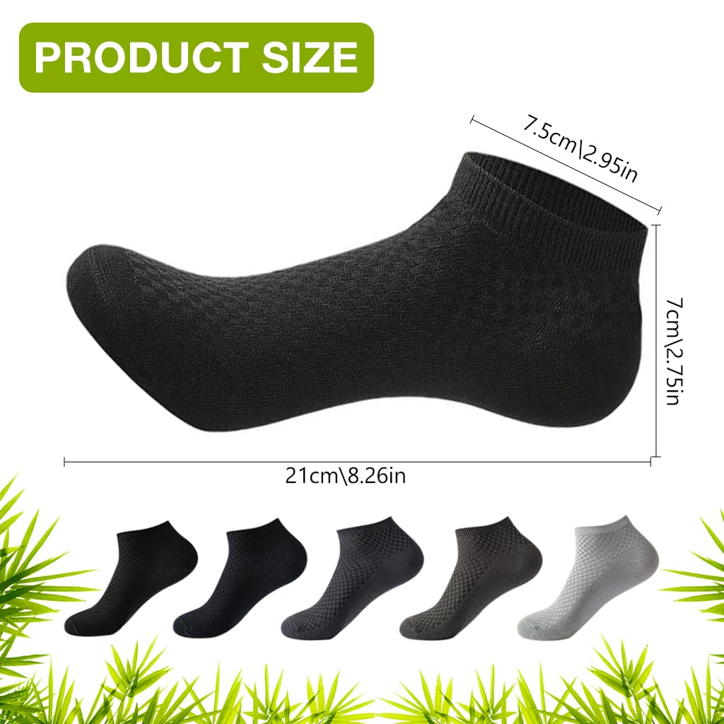 GUSTAVE Men's Ankle Socks for Everyday Comfort with Anti Odor Bamboo Cotton Fiber | 5 Pairs