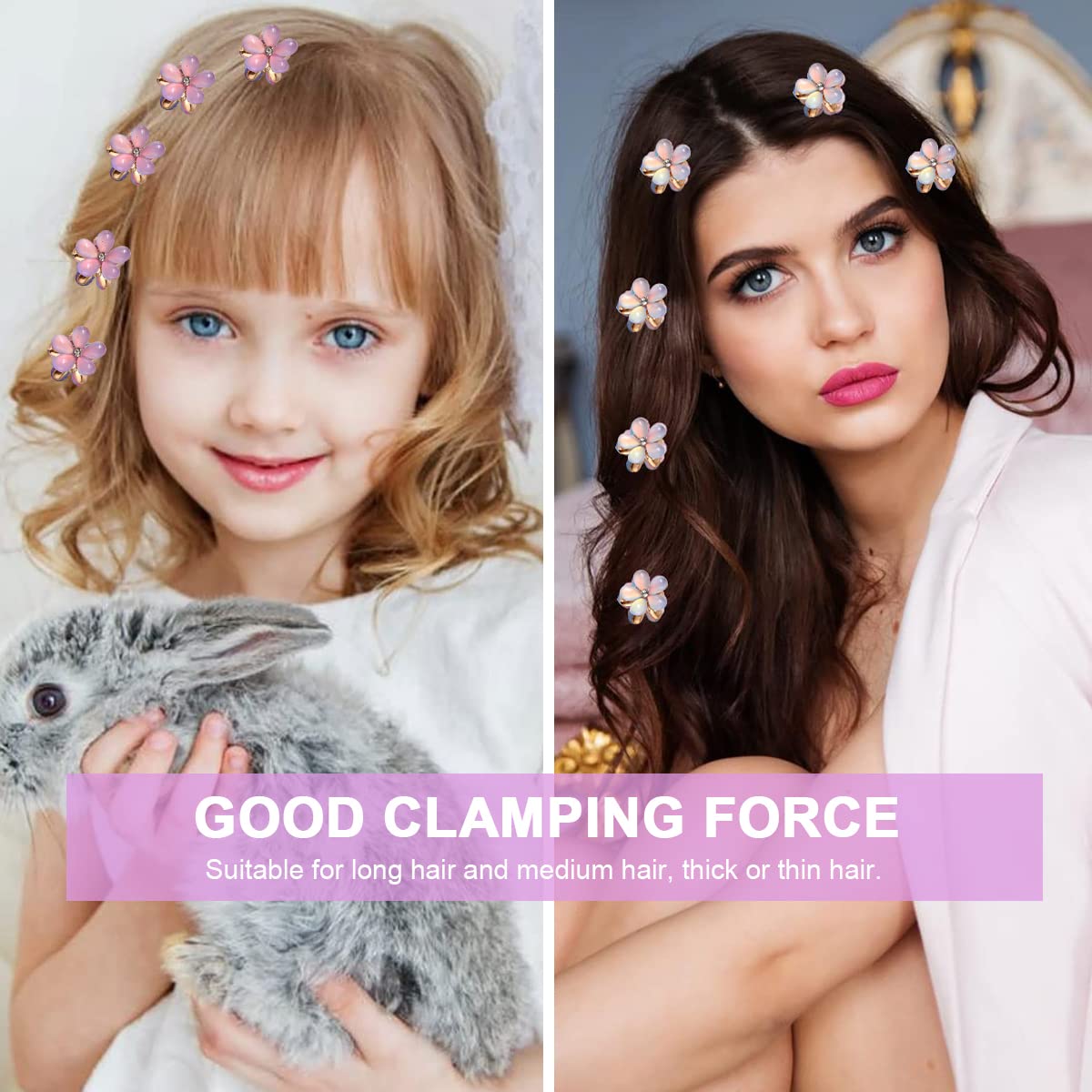 PALAY Mini Hair Clips for Women with Metal Spring Grip and 10PCS Floral Opal Design | Alloy Hair Accessories for Girls