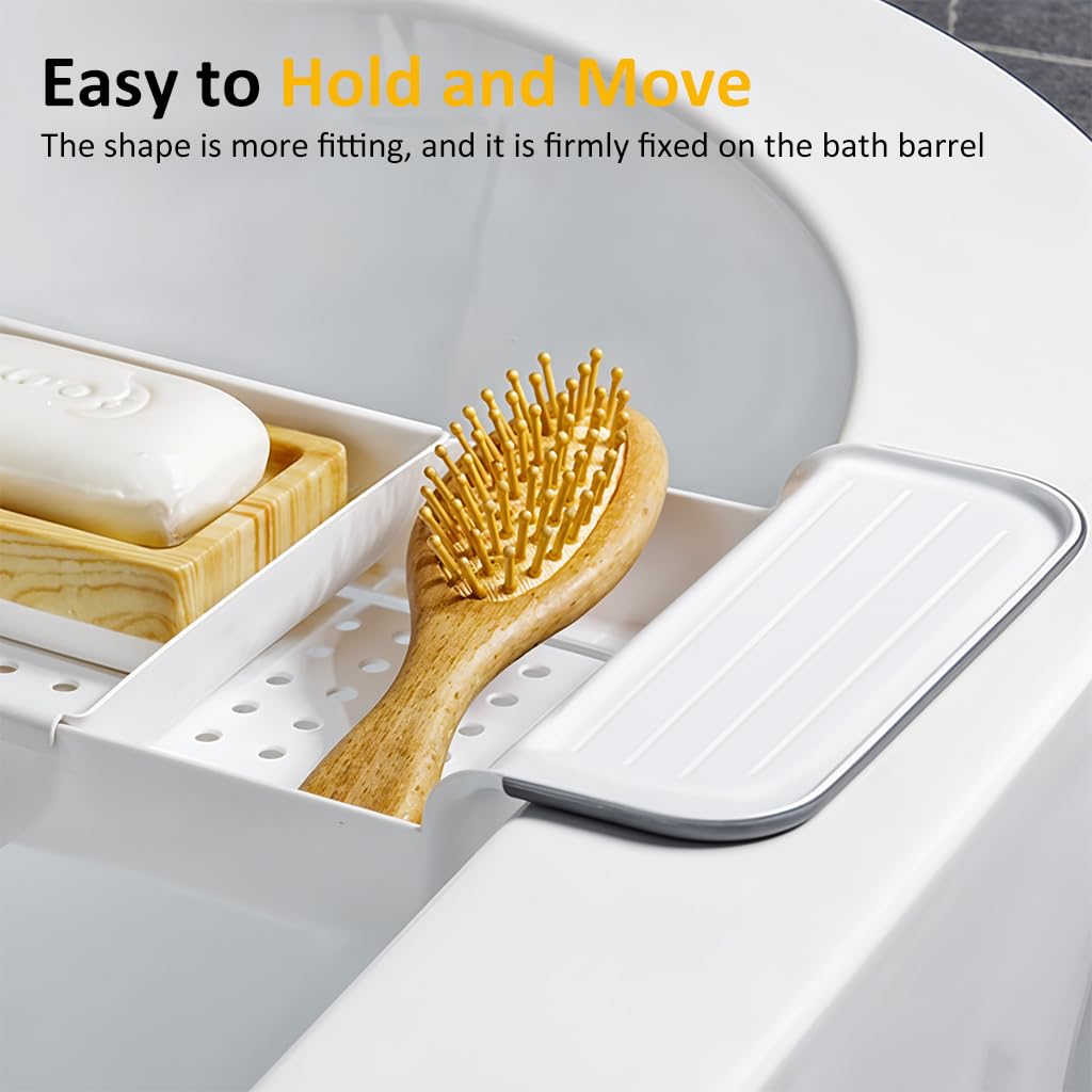 HASTHIP Expandable Bathtub Tray for Relaxing Baths featuring Adjustable 21–30 in Design | Plastic Organizer for Soap and Accessories