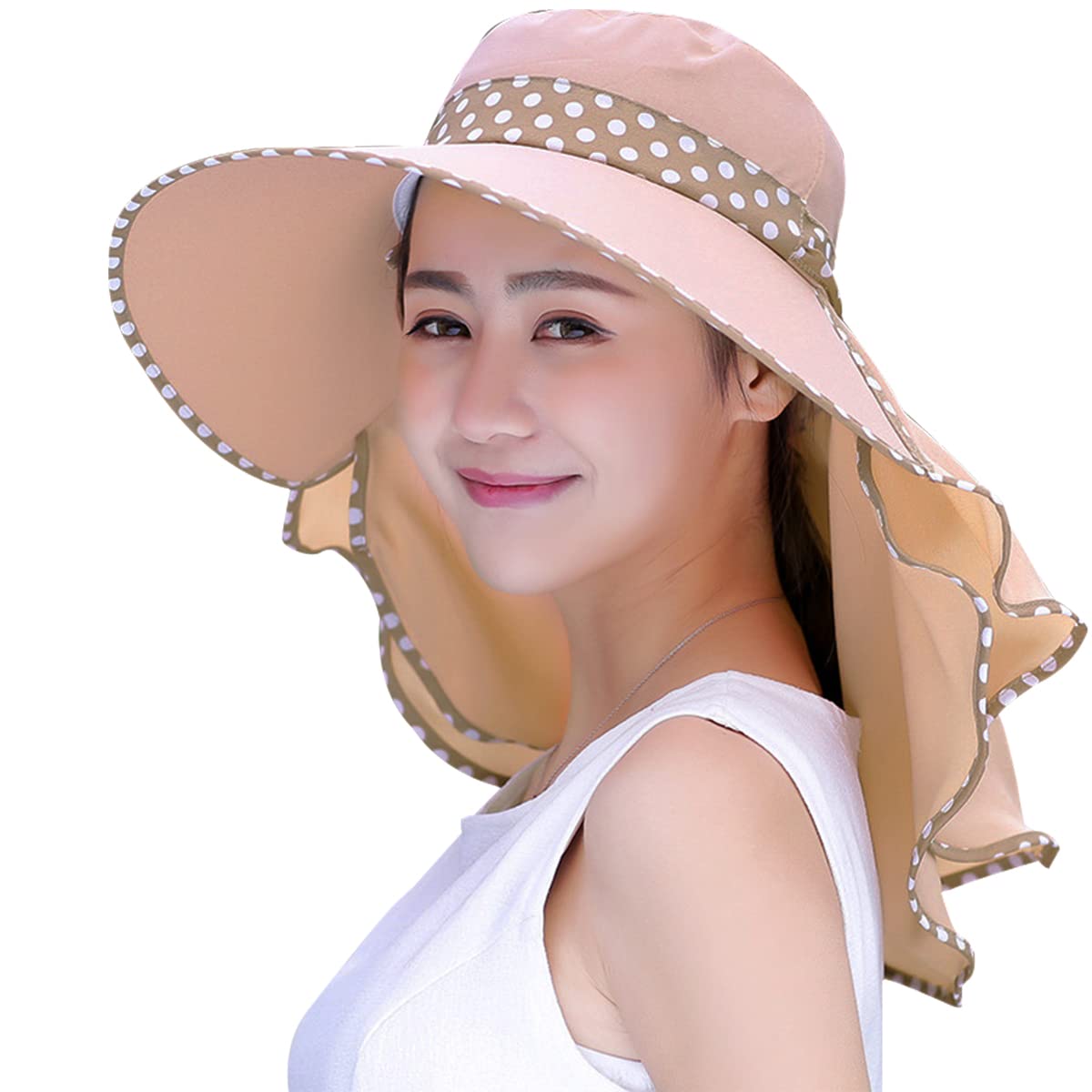 PALAY® Wide Brim Hat for Women, UV Protection Sun Hats with Neck Shield Flap for Ladies, Foldable Packable Summer Cap Fishing Hiking Beach Hat (Khaki)