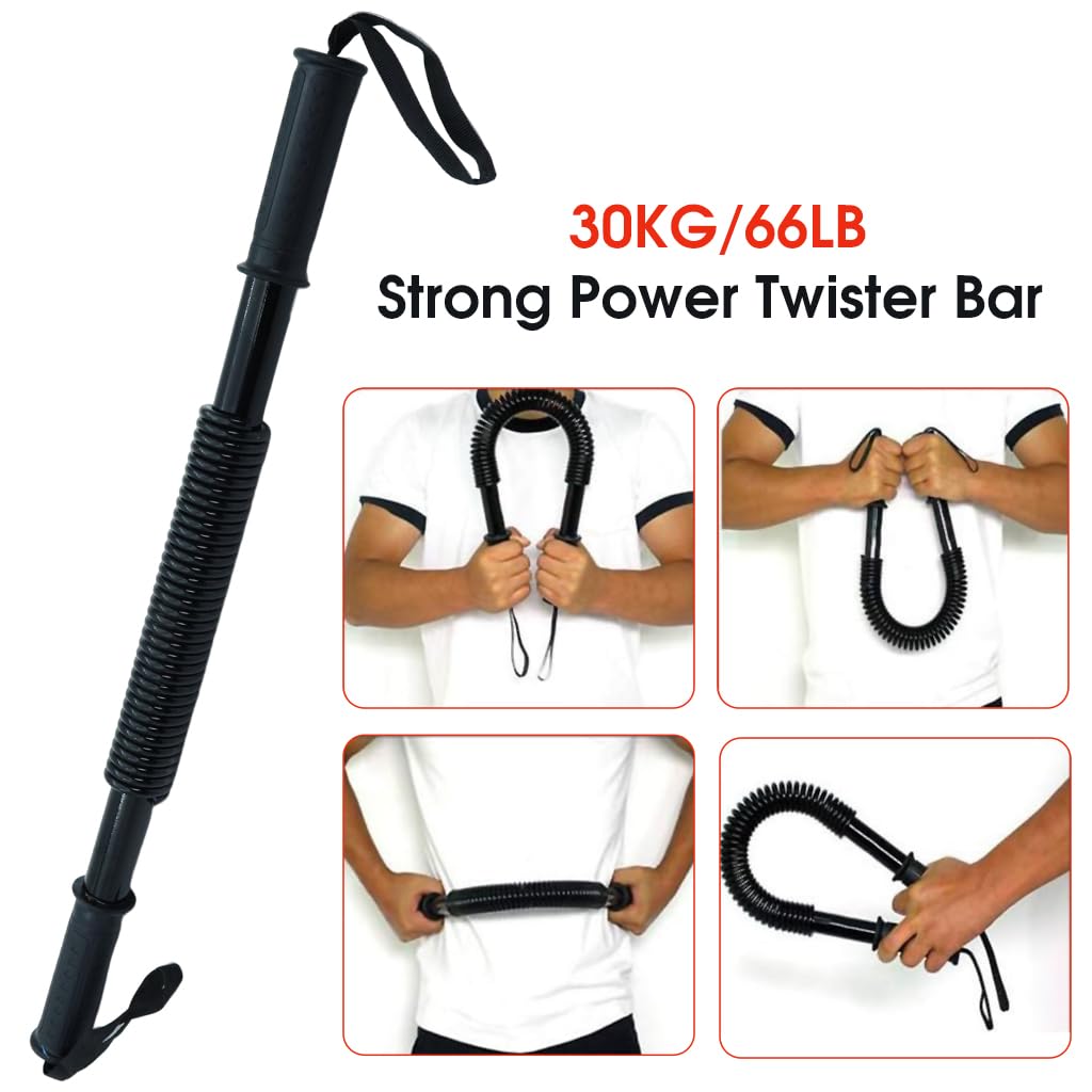 Optifit Power Twister Bar for Upper Body Workout with 66 lb Resistance and Spring Steel | Chest Arm and Shoulder Strength Training