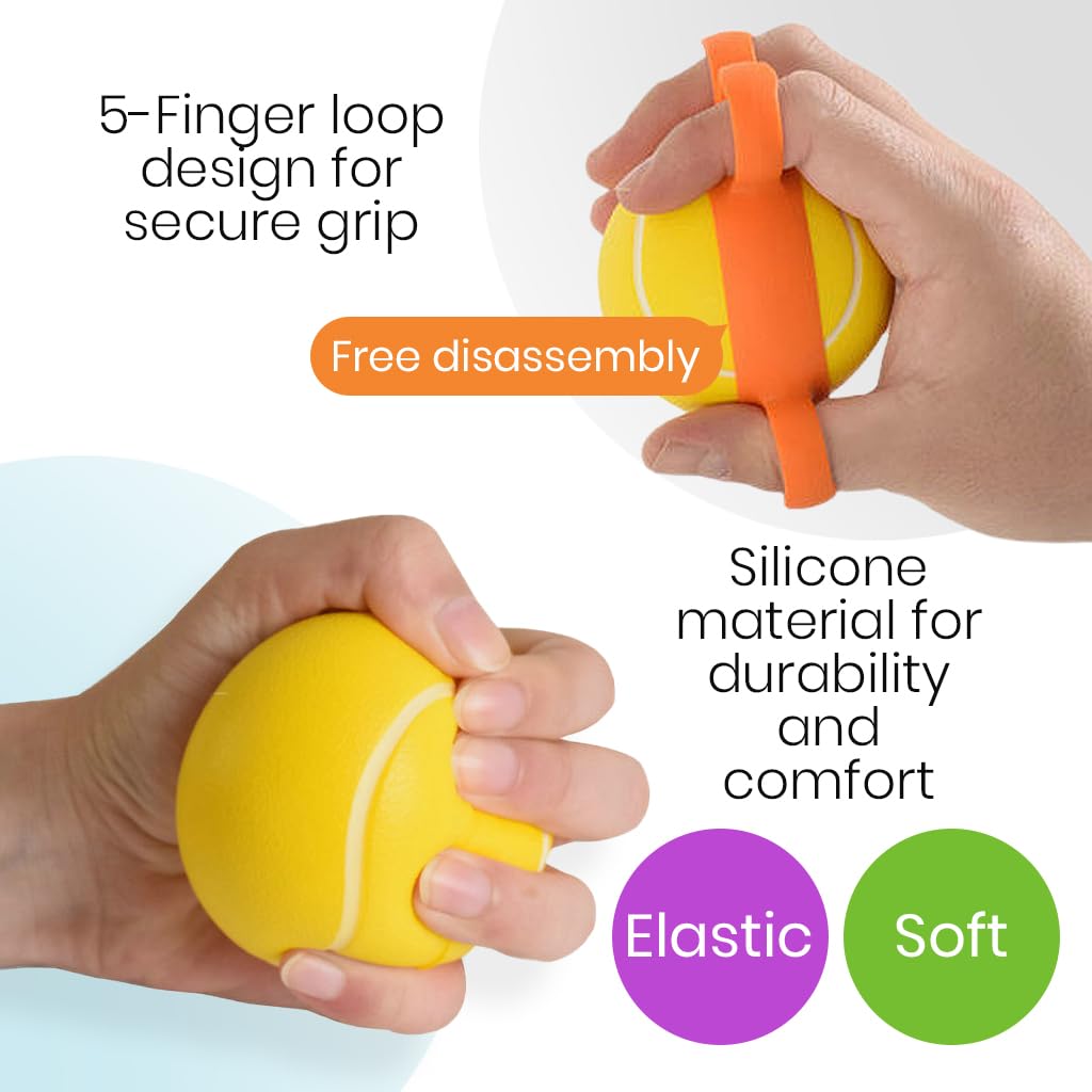 Proberos Hand Gripper Ball for Home Workout with 25lb Resistance featuring 4-Finger Loop Design