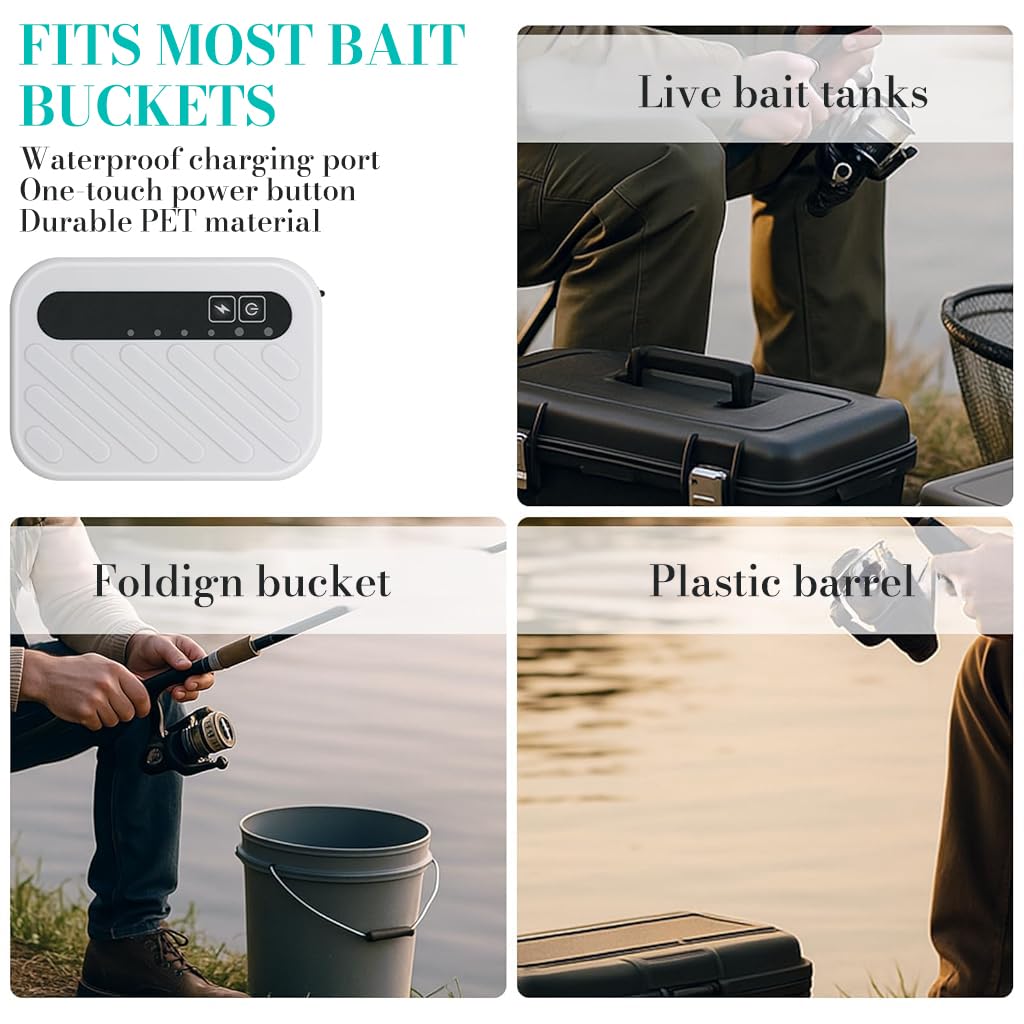 Qpets Small Oxygen Generator for Aquarium and Outdoor Fishing with 45h Battery | Adjustable Flow and Intermittent Mode