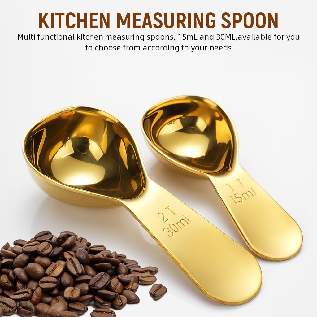Supvox Measuring Spoons Set for Kitchen with Etched Marks 2 Pcs 15ml and 30ml Stainless Steel