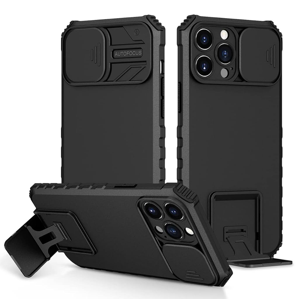 ZORBES® Cover Case Compatible with iPhone 13 Pro Max, Matte TPU Phone CAE for iPhone 13 Pro Max with Stand and Slide Cover Camera Lens Protector(1Pcs)