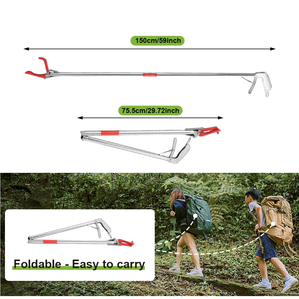 HASTHIP Grabber Reacher Tool 150cm for Litter Pick Up with Anti Slip Clamp and Ergonomic Handle