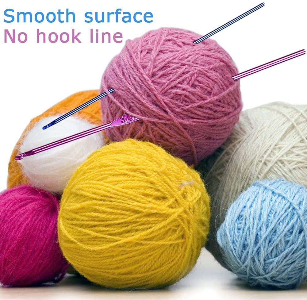 ELEPHANTBOAT Crochet Hooks Set for Beginners with Clear Size Markings 12pcs 2mm to 8mm | Smooth Lightweight Aluminum Tools