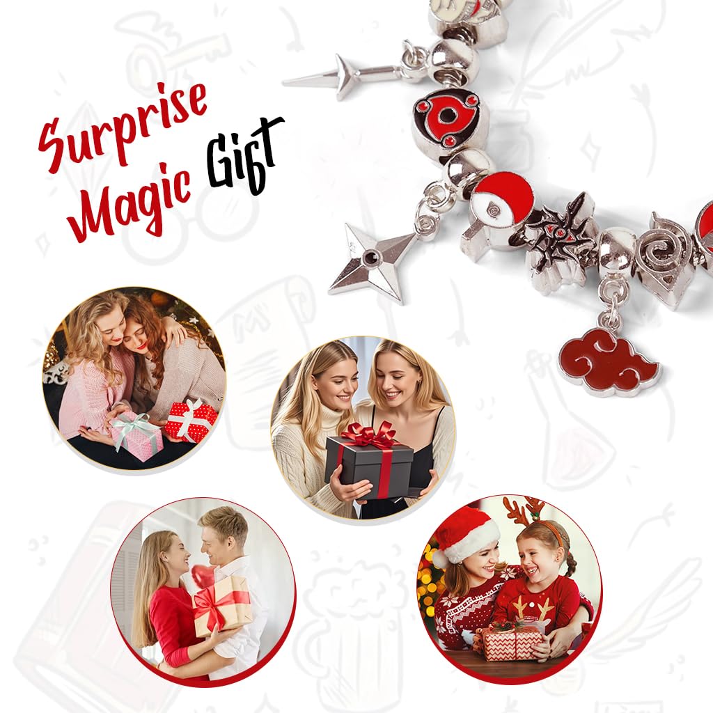 SANNIDHI Bracelets for Kids featuring Ninja Anime Charms with 6.69 in Fit Extension | Cosplay Jewelry Gift