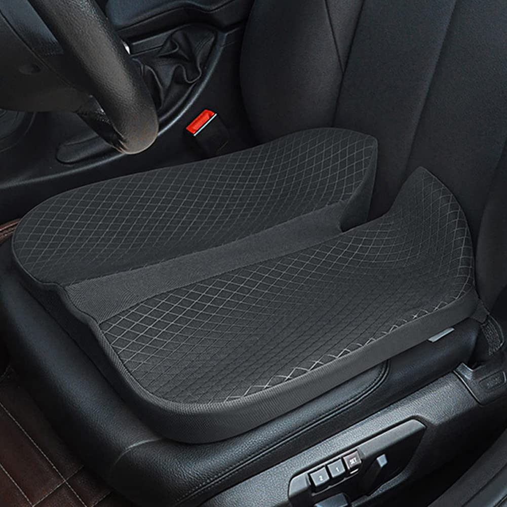 Memory Foam Car Seat Cushion for Lower Back Pain Relief with Anti Slip Bottom and Adjustable Belt | 43×47×15cm Breathable Pad for Office Chair and Wheelchair