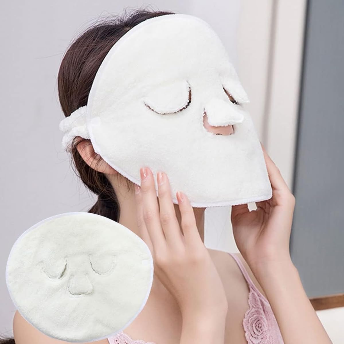 MAYCREATE® 2Pcs Reusable Face Towel Mask Cold Hot Compress Facial Steamer Towel Moisturizing Masks Skin Care Spa Towels for Facial Facial Steamer Mask for Women Girls