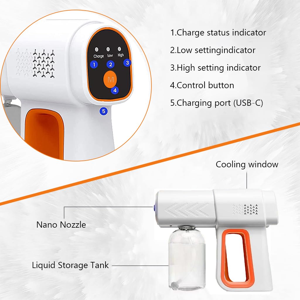 HASTHIP® Sanitizer Spray Machine - 380ml USB Rechargeable UV Light Sanitizer Fogger, Professional Disinfectant Spray, Handheld Wireless Blue Light Fogging for Home, Office, Travel