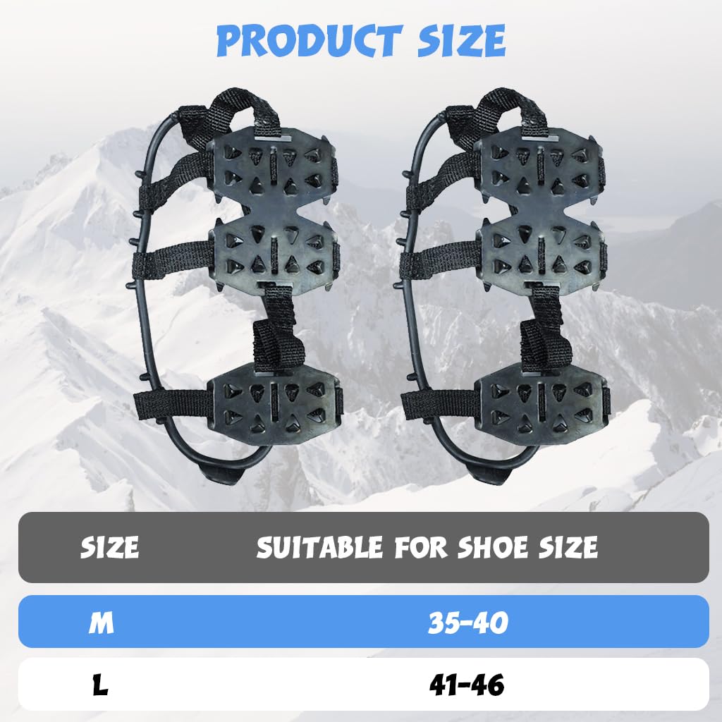 GUSTAVE Ice Cleats for Walking and Hiking featuring 24 Manganese Steel Spikes | Adjustable Fit for Men and Women