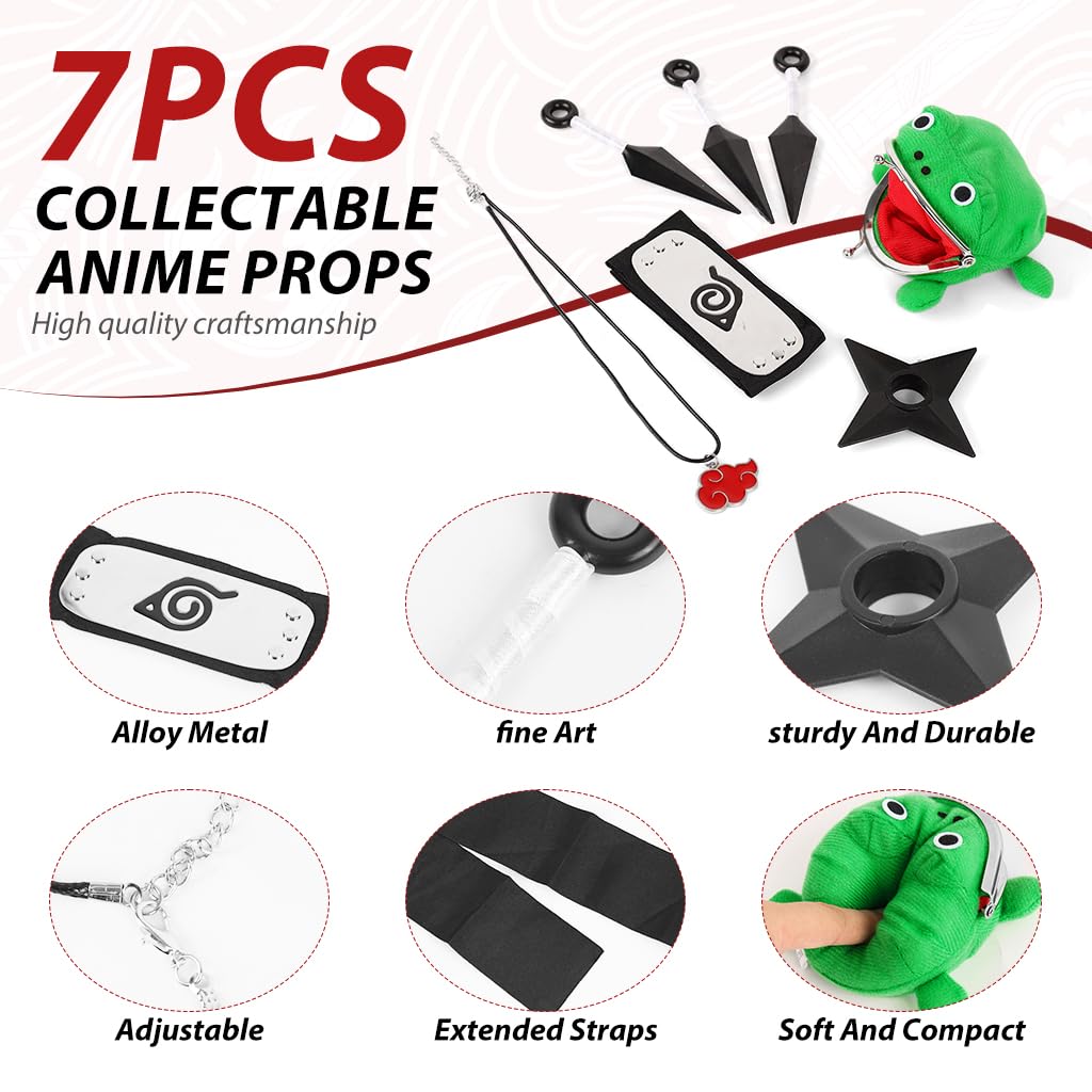 PATPAT Anime Cosplay Props Set for Fans with 7 Pieces including Kunai Necklace & Headband