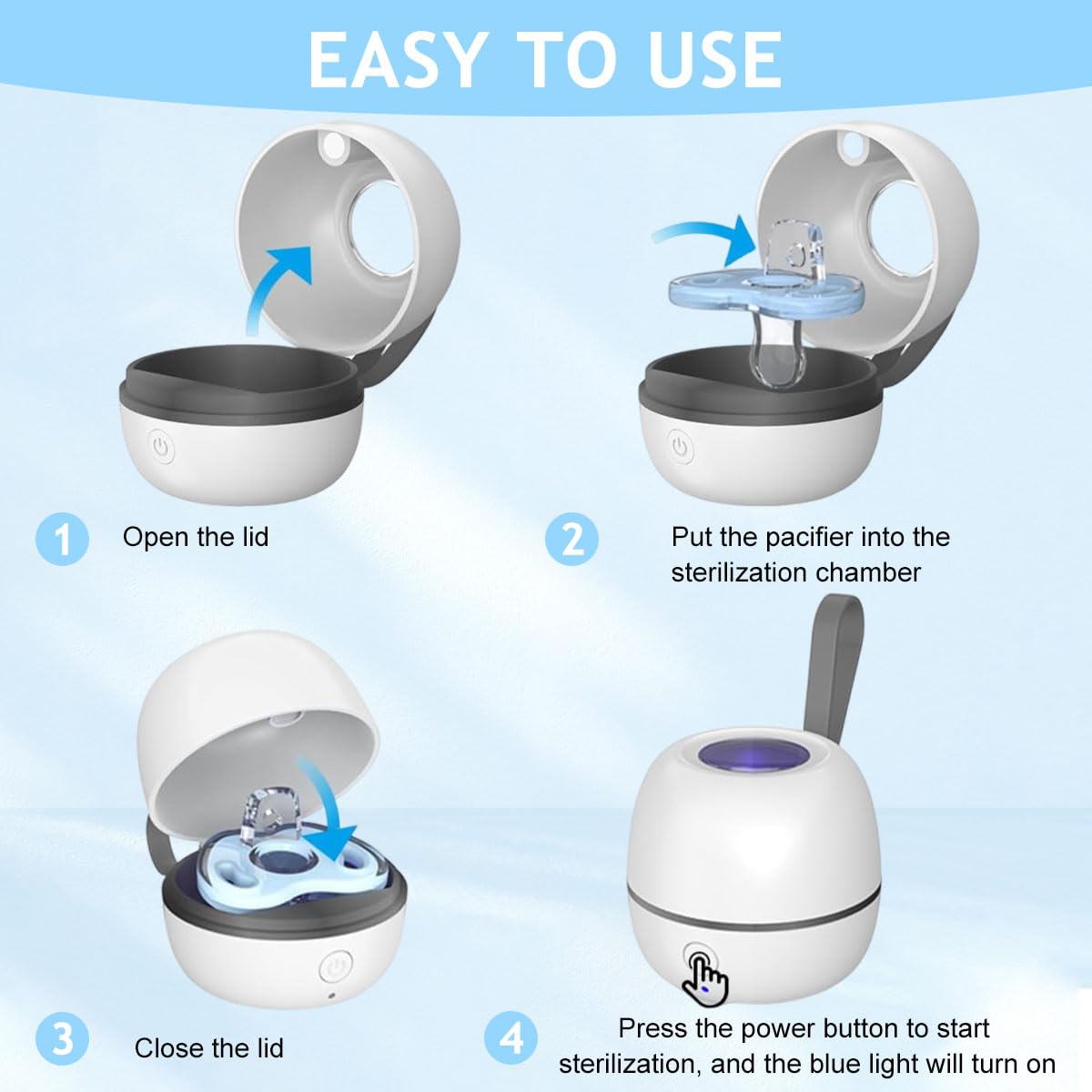 SNOWIE SOFT Portable UV Pacifier Sanitizer with 600mAh USB Rechargeable Case | 2 in 1 Sterilizer and Storage for Baby Soothers