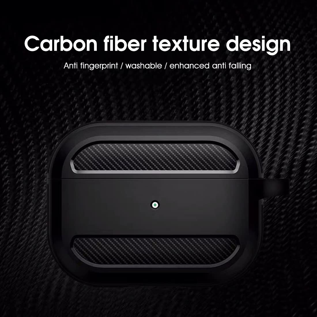 ZIBUYU Heavy Duty Protective Case for AirPods 3 2021 with Airbag Corners and Carabiner | Black TPU PC Cover