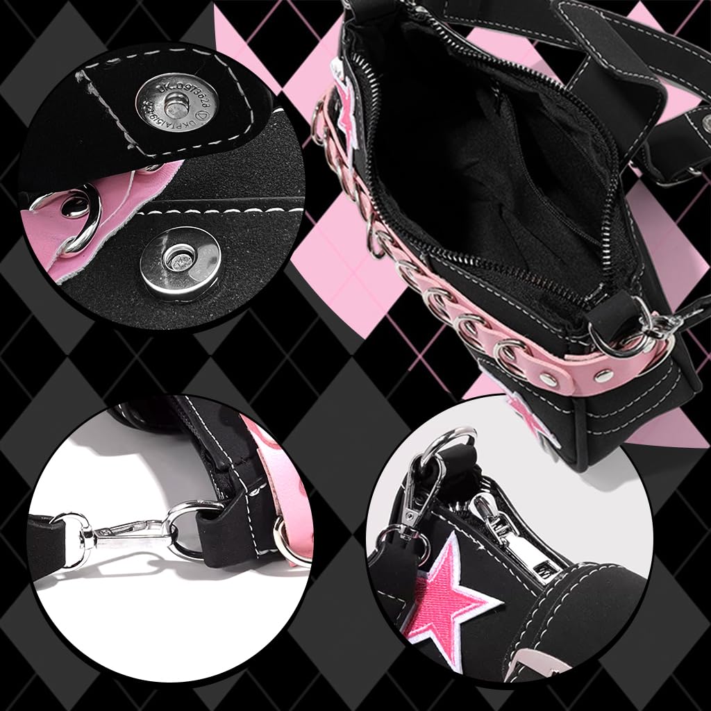 PALAY Shoulder Bag for Girls with Chain Strap and Zipper Closure 23x7x13cm | Chic Y2K Style