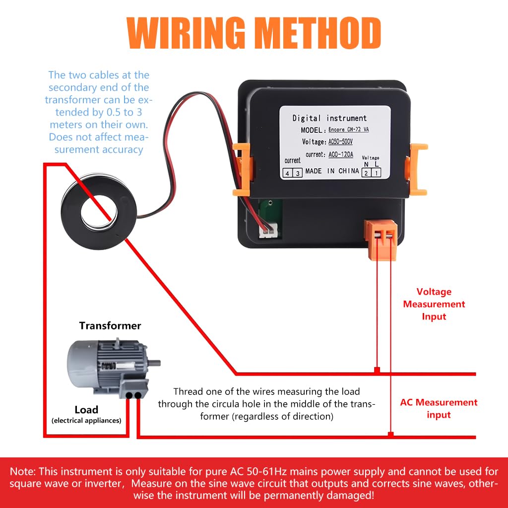 Serplex AC Voltage and Frequency Meter for Industrial Use with LCD Display 120A 500V | Accurate Power Measurement