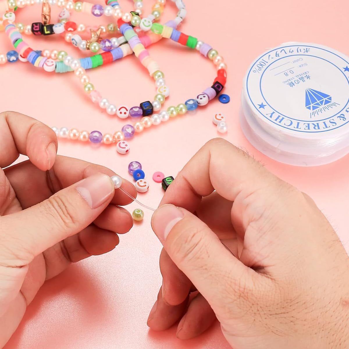 HASTHIP Elastic Bracelet String Cord for Jewelry Making with 6 Rolls 0.4mm–1mm | Crystal Clear Stretchy Bead Cord