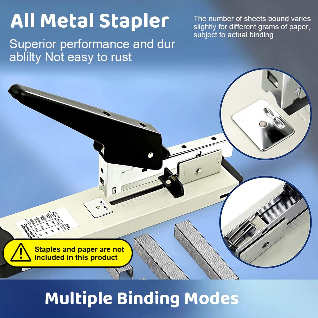 HASTHIP® High-Capacity Metal Stapler Kit, 120Sheets, 6-23mm Staples Compatibility, Long Ergonomic Handle, Precise Alignment - Ideal