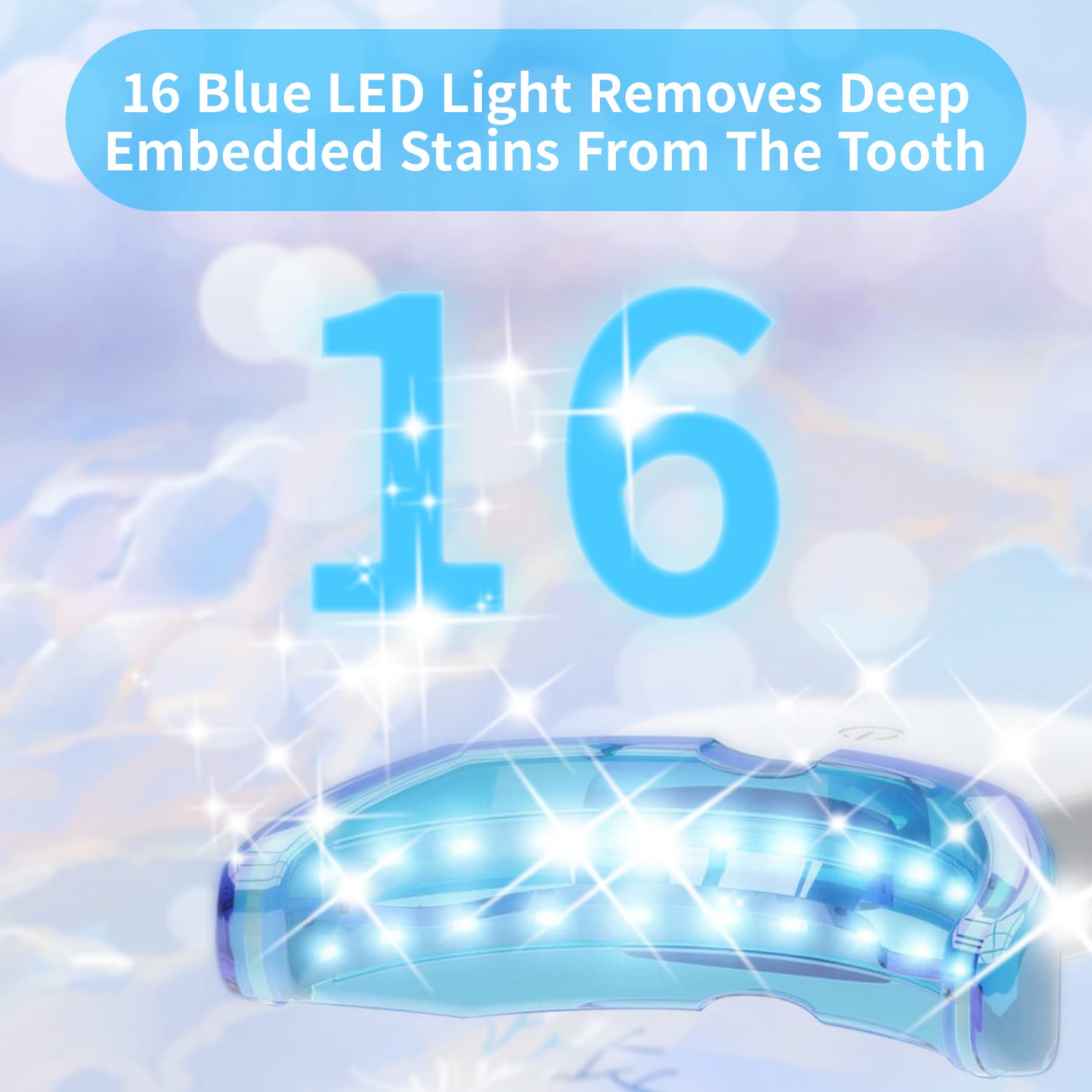HANNEA Teeth Whitening Kit for Home Use with 16 LED Beads and 4 Whitening Gels | USB Rechargeable