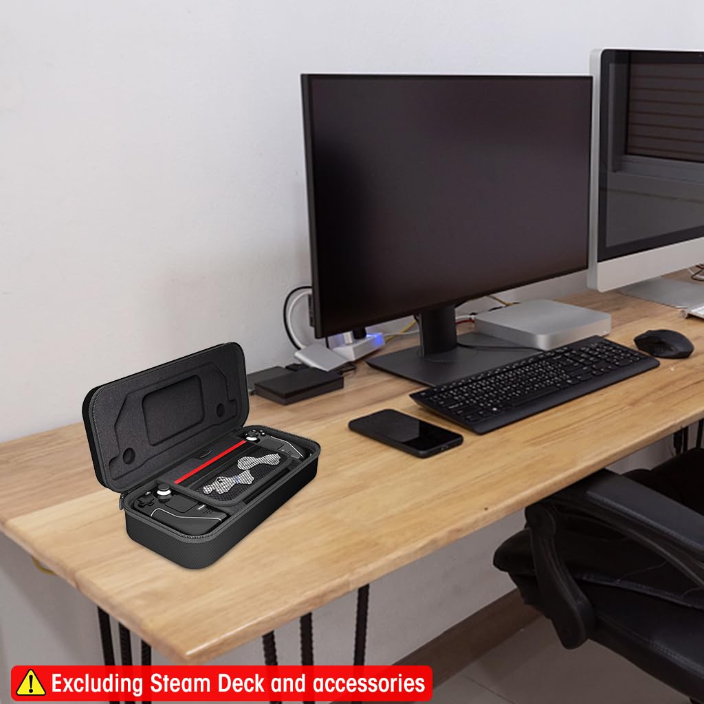 Steam Deck Carrying Case for Travel with Hard EVA Shell and 10 SD Card Slots | 32×14×9 cm