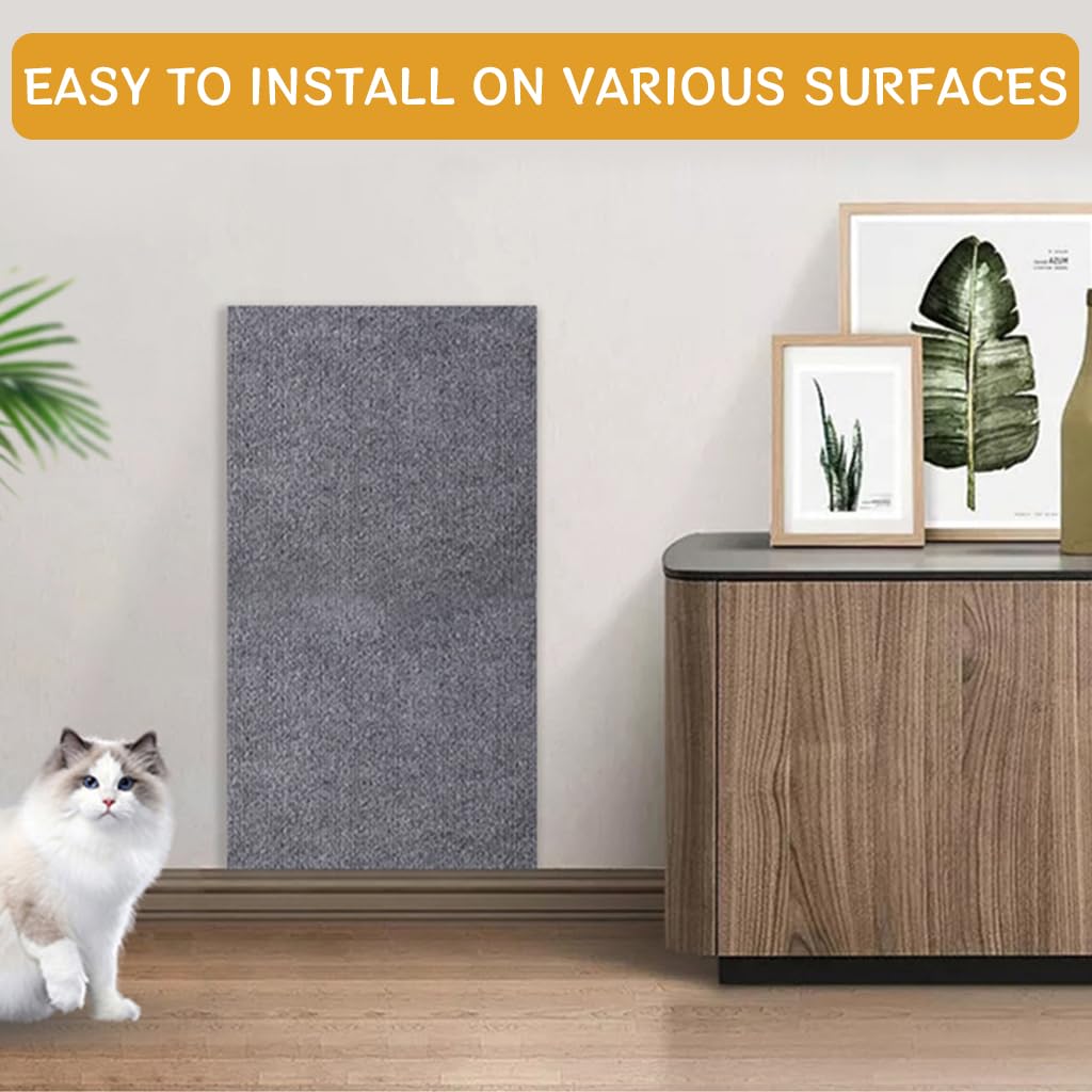 Qpets Cat Scratch Pad for Furniture Protection with Self Adhesive Design 30x100cm | Cuttable Polyester Mat
