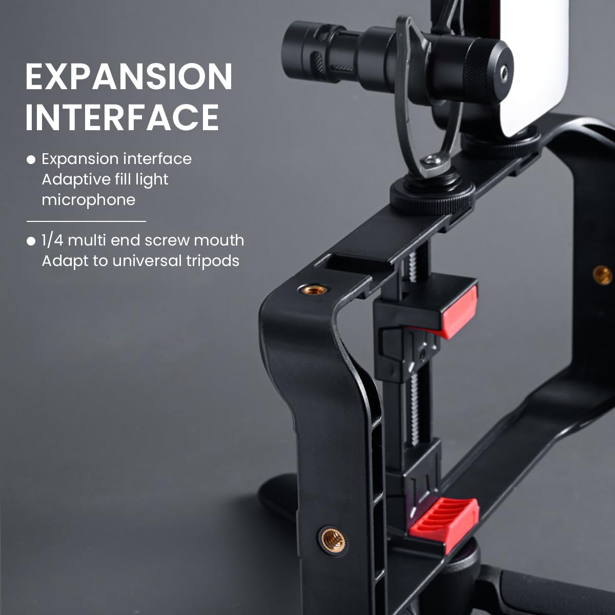 ZORBES Phone Stabilizer Attachment Rig for Tripod Mount with 3 Cold Shoes and 5 Threaded Holes | ABS+PC Grip for Vloggers and Filmmakers