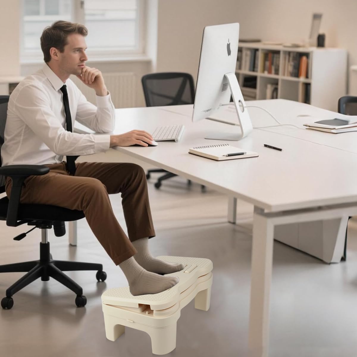 HANNEA Folding Foot Rest for Home and Office with Dual Row Massage Rollers | Height Adjustable Ergonomic Stool