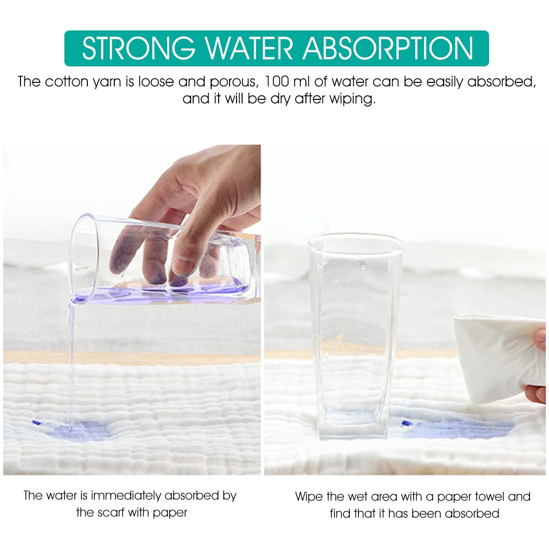 SNOWIE SOFT Baby Bibs for Drooling and Feeding with 8 Cotton Layers, 5pcs Set | Adjustable Snaps for 6–24 Months