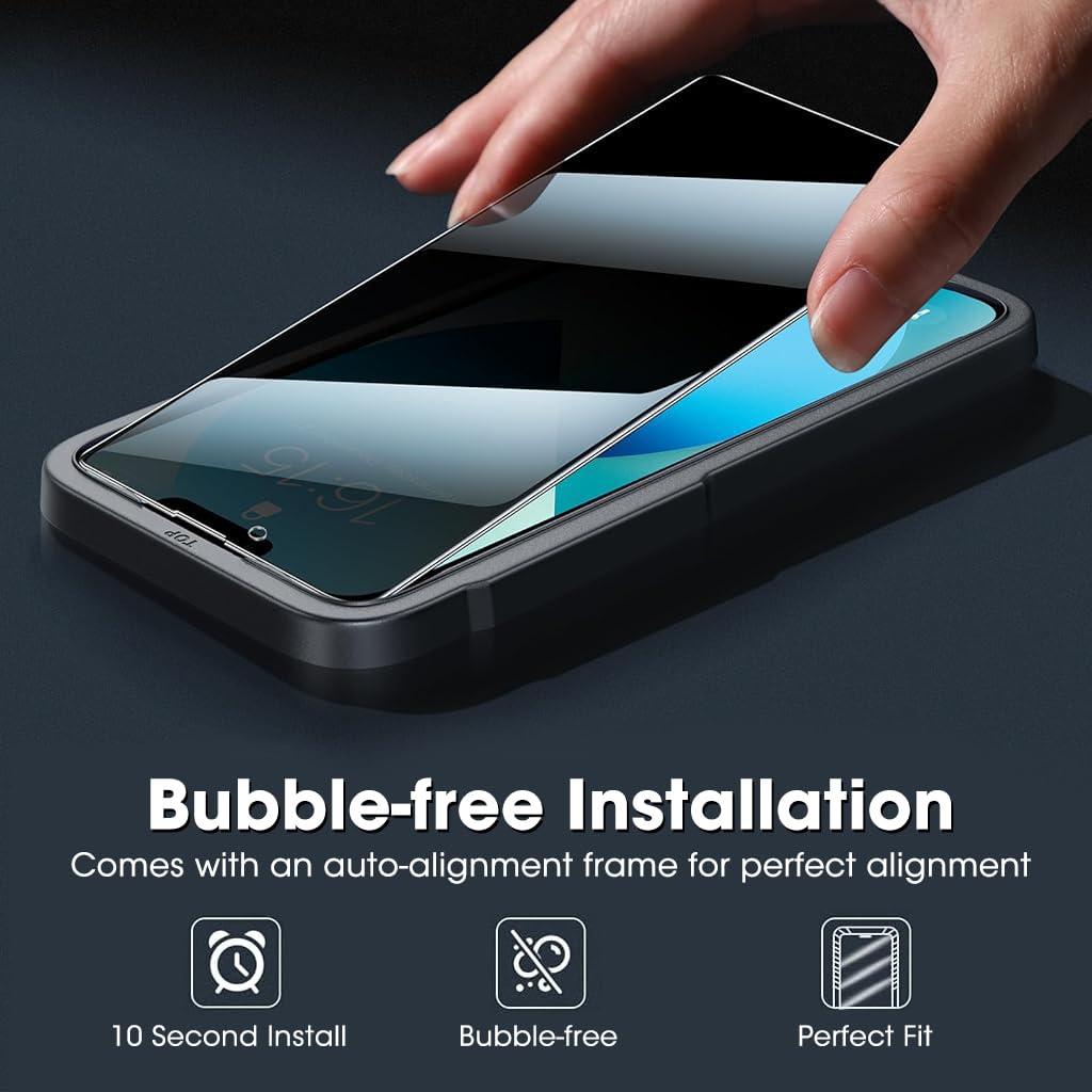 ZORBES Privacy Screen Protector for iPhone 14 13 13 Pro with 9H Tempered Glass | 2 Pack
