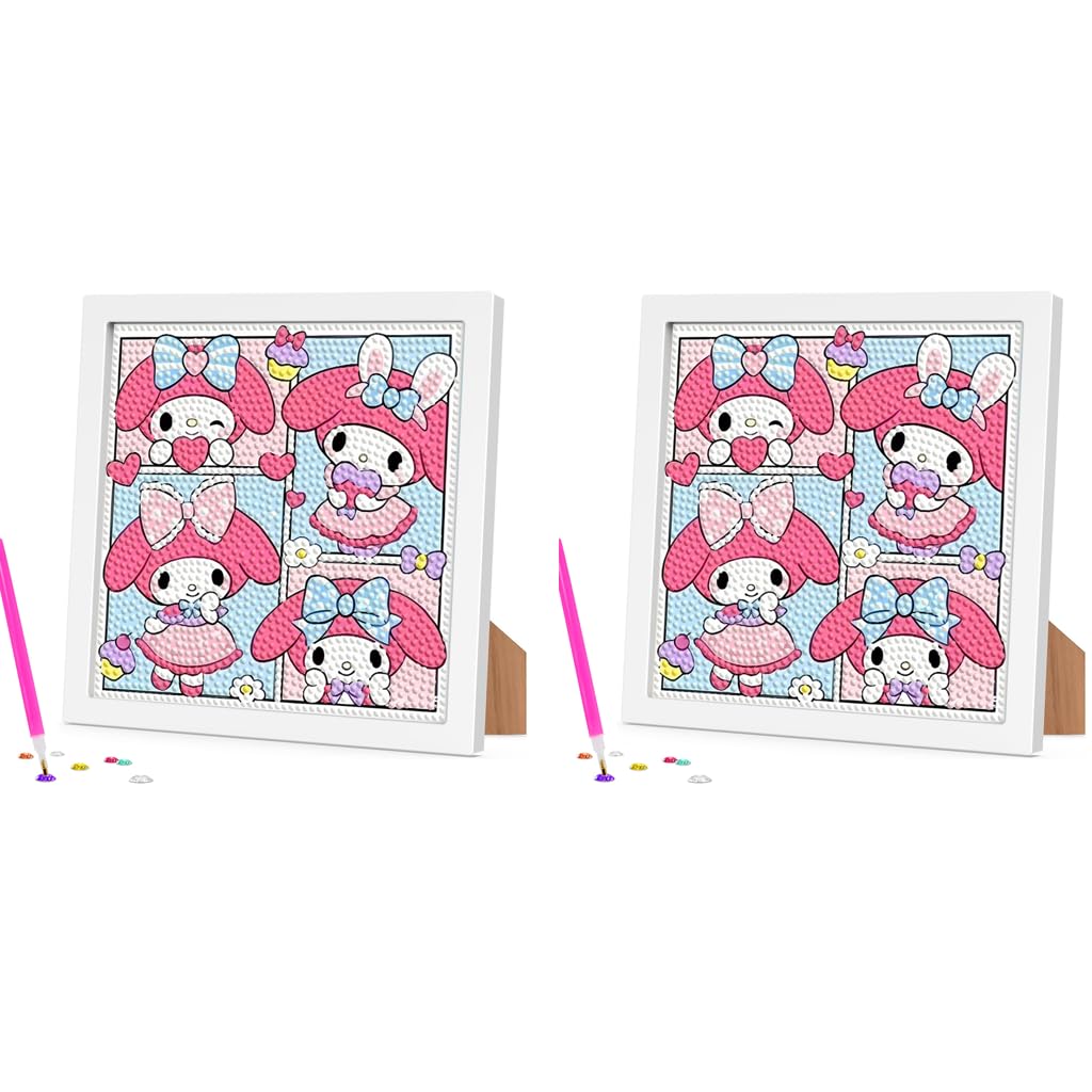 PATPAT DIY Diamond Painting Kit for Kids featuring Cute Melody Art with Wooden Frame 2PCS
