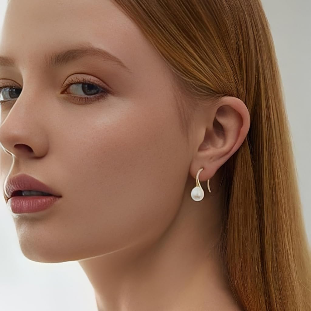Zibuyu Pearl Earrings for Women featuring Teardrop Dangle Design with Gold Finish | Lightweight Gift Jewelry