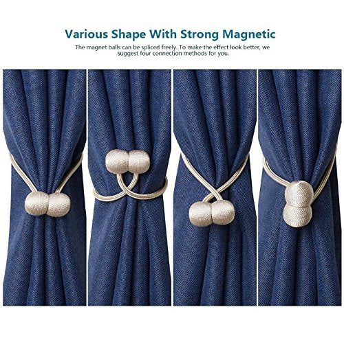 HASTHIP Magnetic Curtain Tiebacks for Home and Office with Strong Nickel Plated Magnet | Pack of 2
