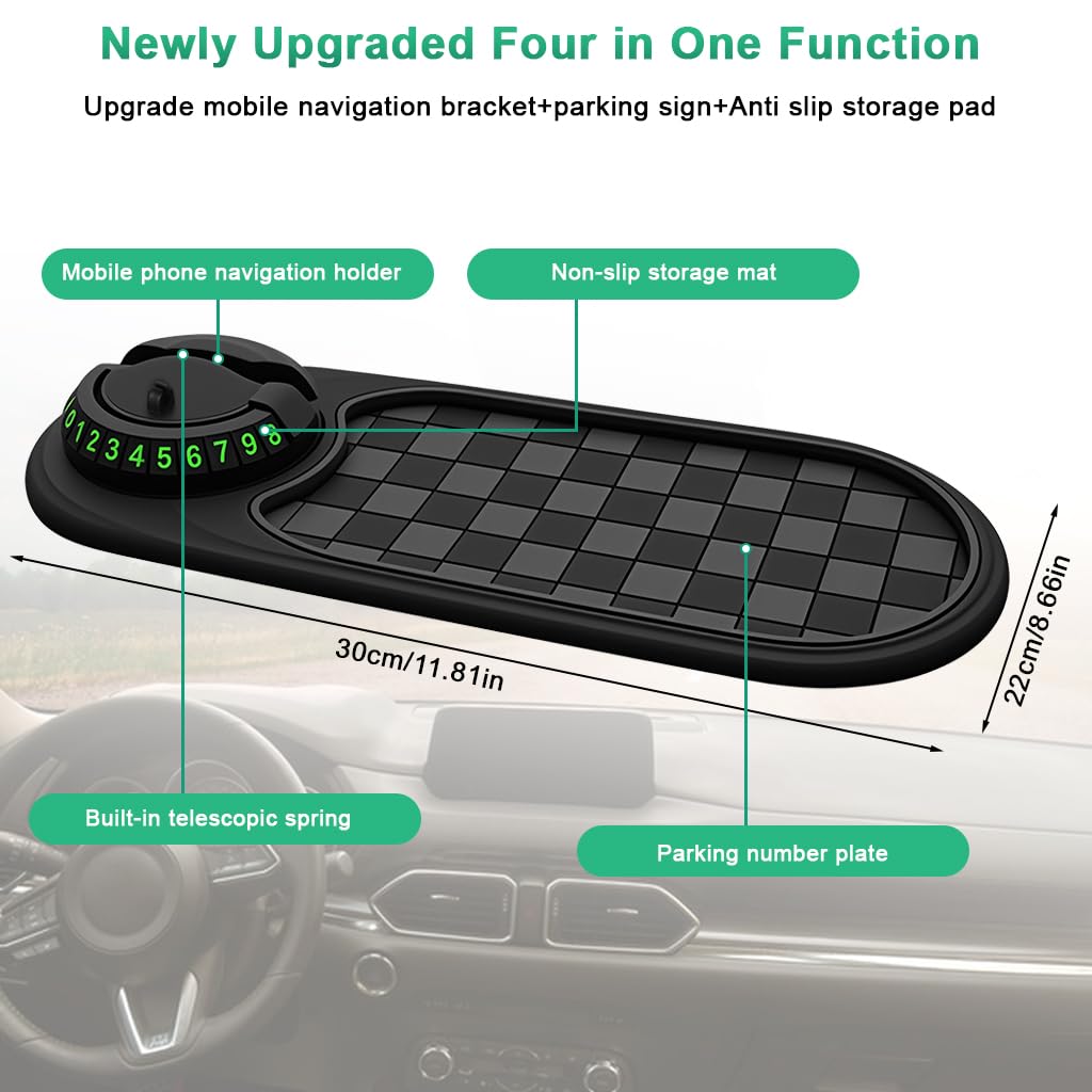 STHIRA Multifunction Car Anti Slip Mat with 360° Rotatable Phone Holder | Universal Dashboard Organizer