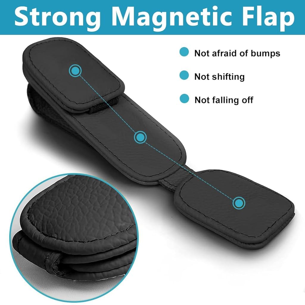 STHIRA Sunglasses Holder for Car with Magnet Clip and PU Leather Design | Holds 2 Pairs