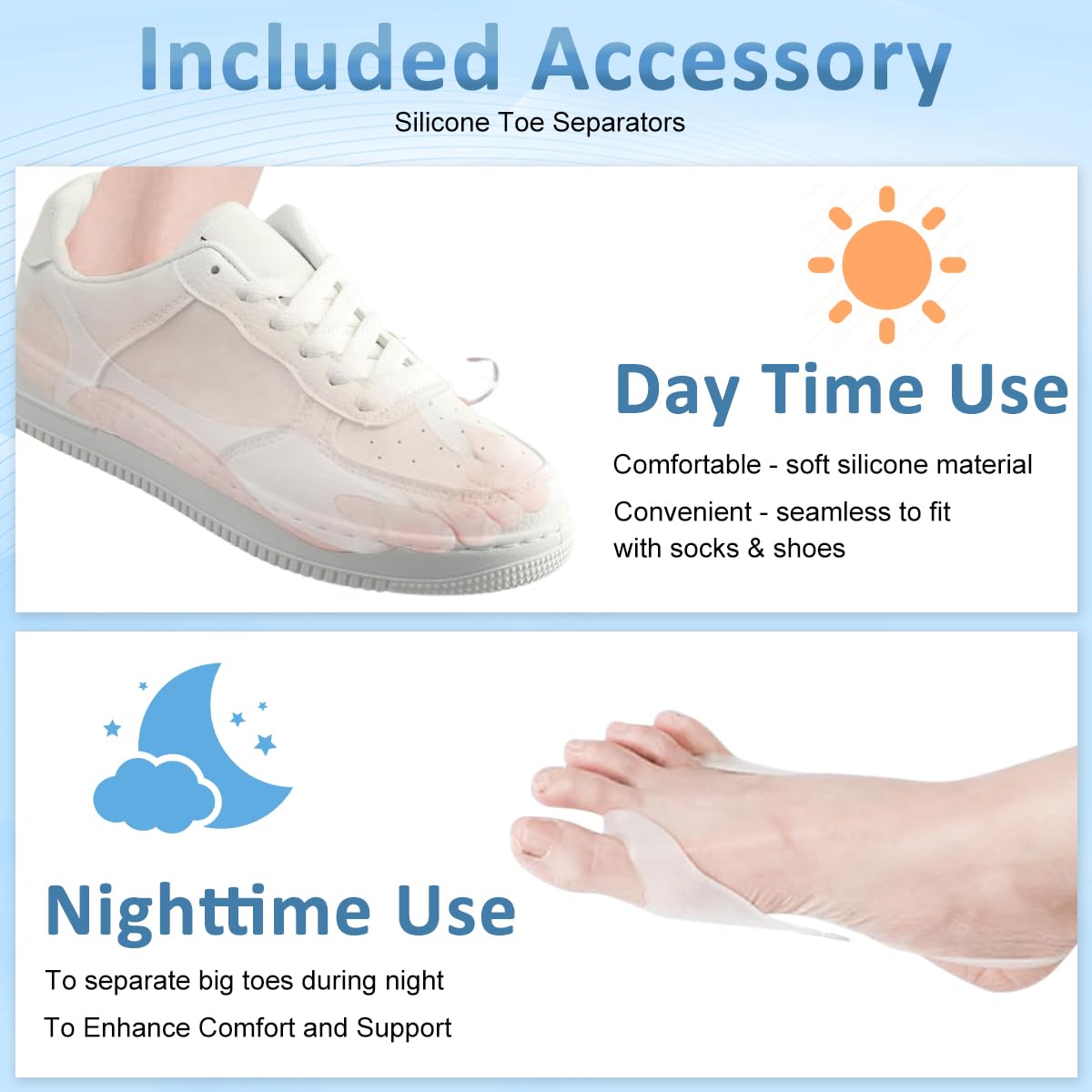 HANNEA Bunion Corrector for Women and Men featuring 180° Adjust Knob with Silicone Pad | Grey Orthopedic Toe Straightener