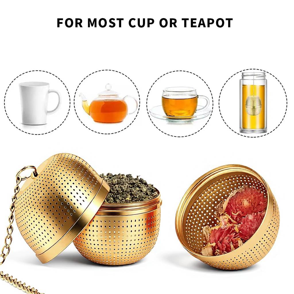 Supvox Tea Infuser for Loose Leaf Brewing with 2.1 in Mesh Strainer & Chain Lid | 304 Stainless Steel