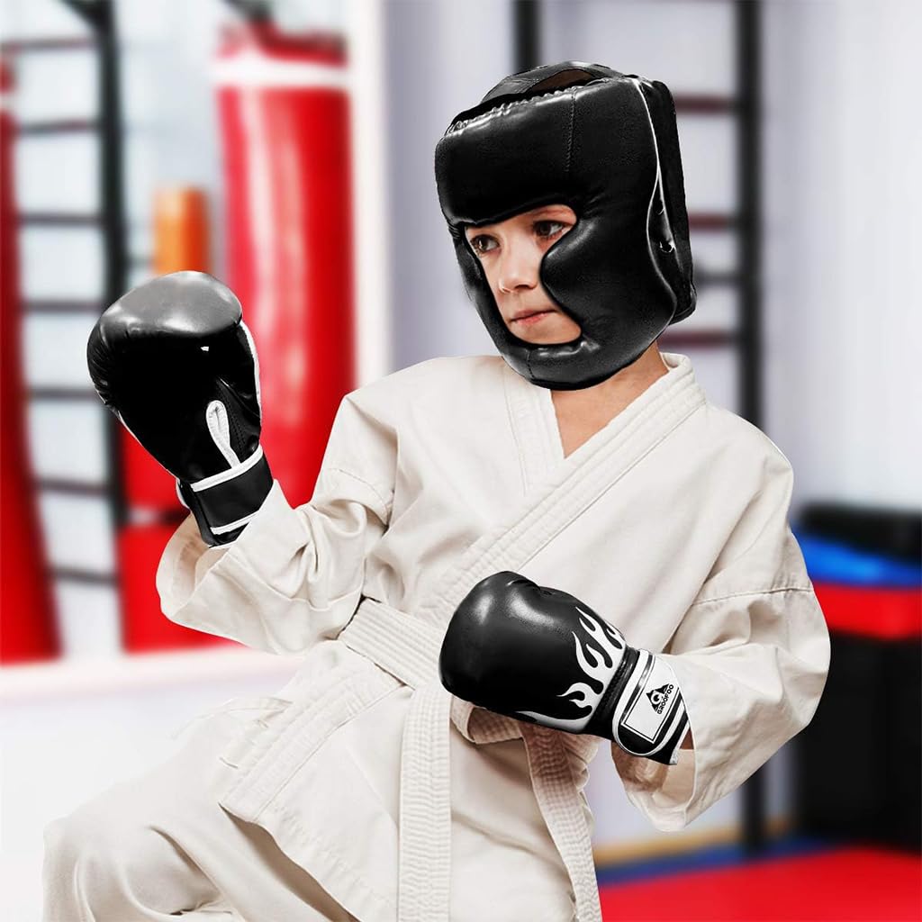 Optifit Boxing Headgear for Training and Sparring with Thick Sponge Padding | PU Leather for Teens and Adults