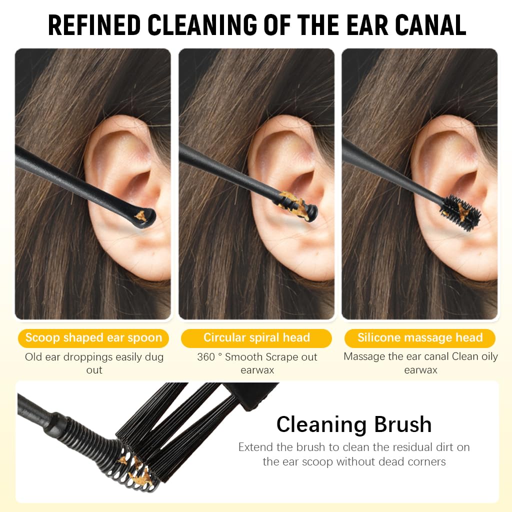 HANNEA Ear Wax Removal Tool Kit for Daily Ear Care with 7 Pcs Dual Head Silicone Tools | Portable Storage Case