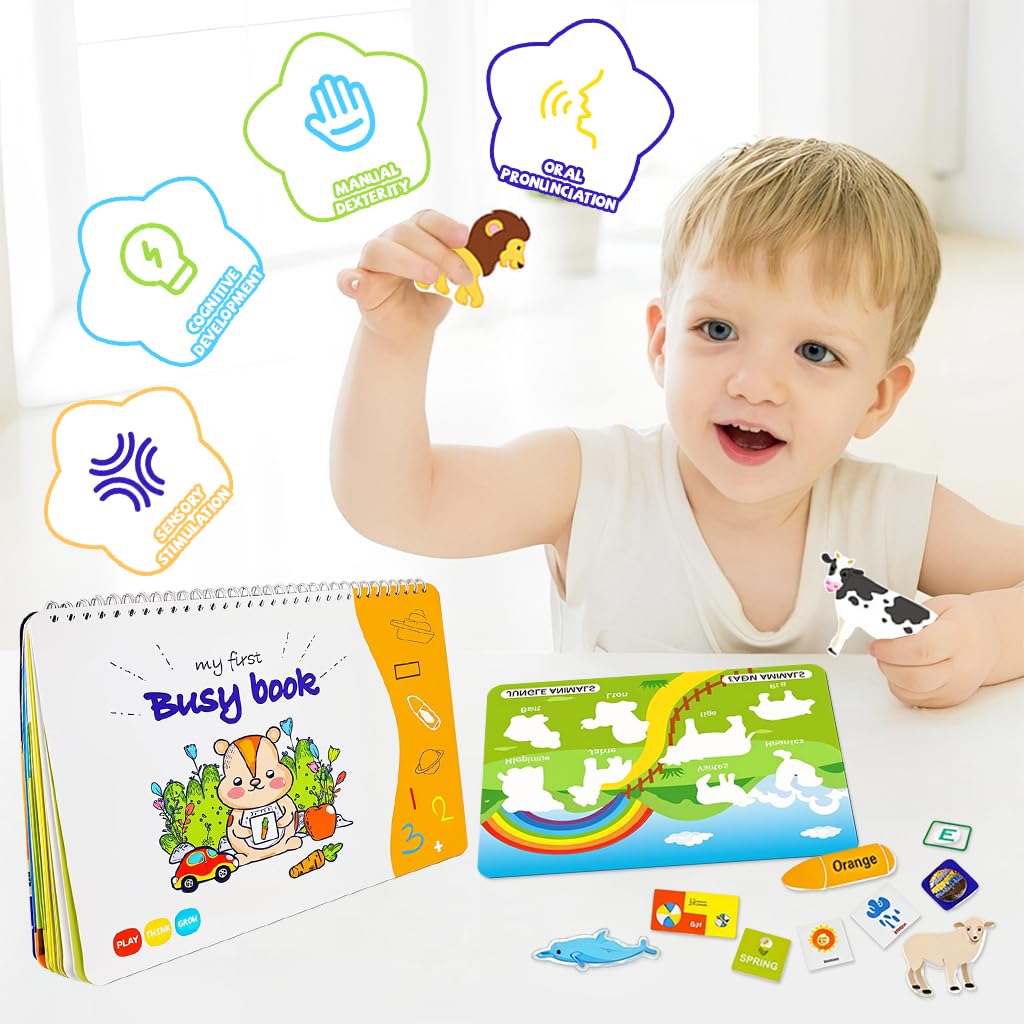 SNOWIE SOFT Busy Board for Toddlers featuring 12 Themes with Hook and Loop Activities | Montessori Educational Toy for Ages 2–5