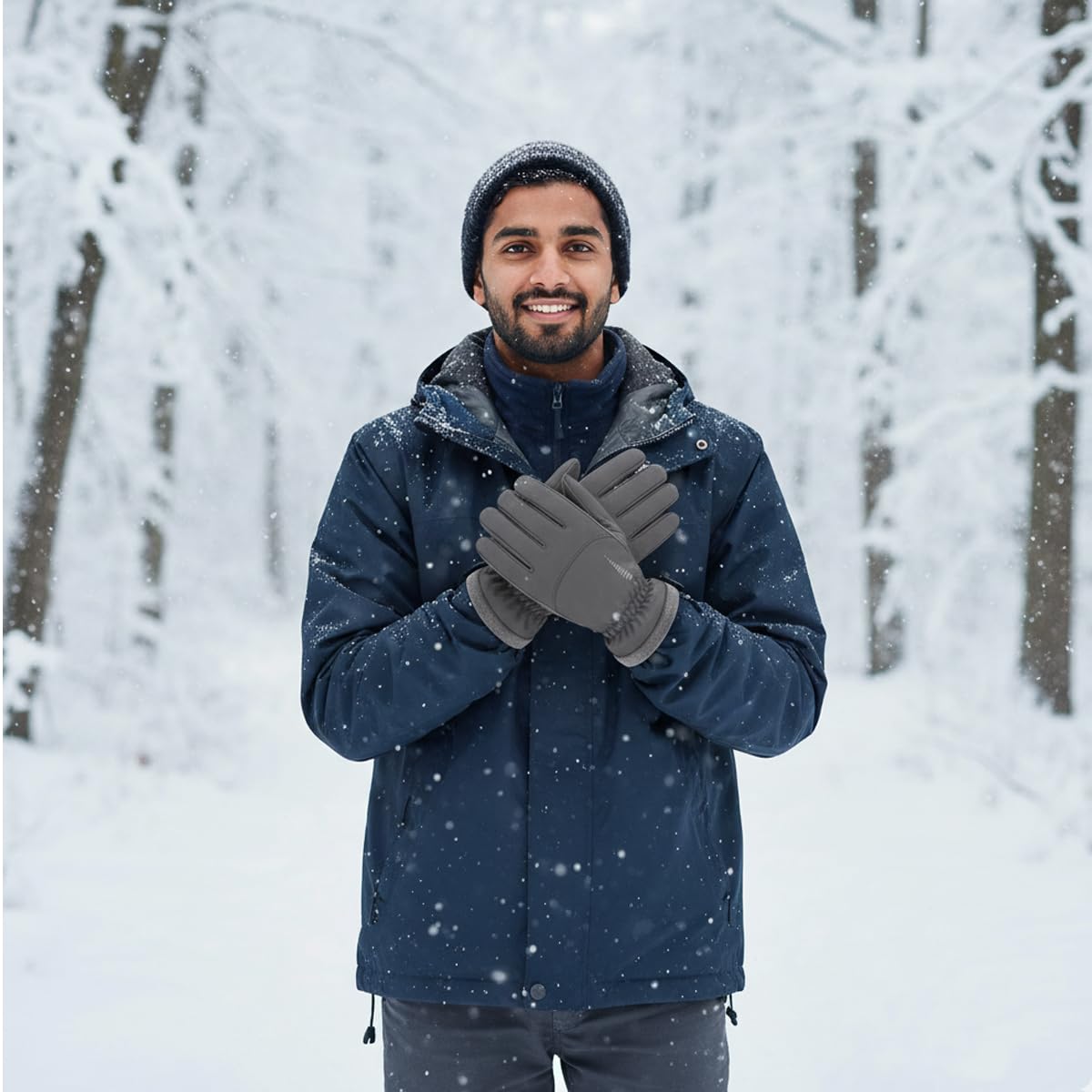 GUSTAVE Winter Gloves for Men with Touchscreen Fingertips and Anti Slip Palm Grip | Waterproof Thermal Ski Riding Gloves