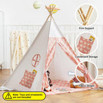 PATPAT® Kids Play Tent House for Kids City Camp Cartoon Print Game Tent House for Kids Play House for Kids, with Bunting, Carpet, Play Tent for 2-3 Kids Party Favor Ideal Gift for Boys and Girls, Pink