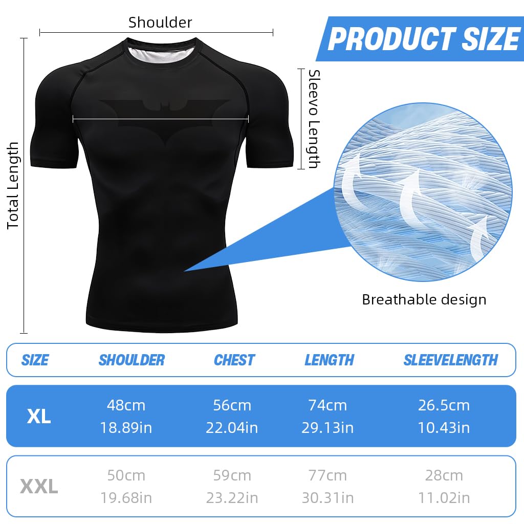 PROBEROS Sport T Shirt for Running and Gym with Moisture Wicking Polyester Fabric | Black XL